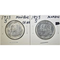 2-1923-S MONROE COMMEM HALF DOLLARS BU & CH AU
