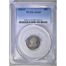 1824/2 BUST DIME, PCGS AG-3