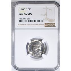 1948-S JEFFERSON NICKEL NGC MS-66 5FS