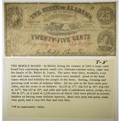 25c STATE OF ALABAMA FRACITONAL CURRENCY