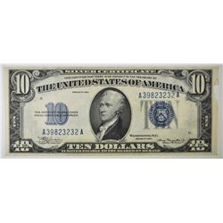 1934 $10 SILVER CERTIFICATE- EDGE DAMAGE