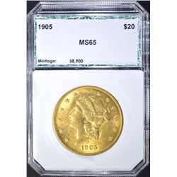 1905 $20.00 GOLD LIBERTY, PCI GEM BU
