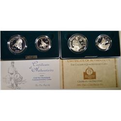 1992 COLUMBUS & 1995 CIVIL WAR Pf 2-COIN SETS
