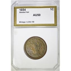 1854 BRAIDED HAIR LARGE CENT PCI AU
