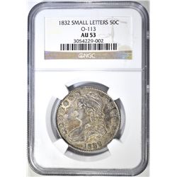 1832 SMALL LETTERS BUST HALF NGC AU 53 O-113