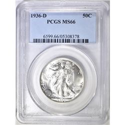1936-D WALKING LIBERTY HALF DOLLAR PCGS MS-66