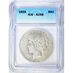 1928 PEACE DOLLAR ICG AU-58