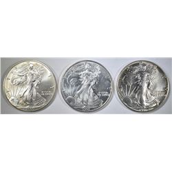 1987, 97 & 2000 BU AMERICAN SILVER EAGLES