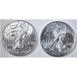 2-BU 2011 AMERICAN SILVER EAGLES