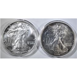 2-1994 BU AMERICAN SILVER EAGLES IN CAPS