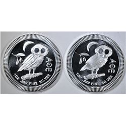 2-2019 NIUE $2 OWL COINS 1oz SILVER EACH
