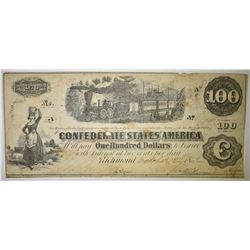 1862 $100 CONFEDERATE NOTE