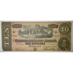 1864 $10 CONFEDERATE NOTE