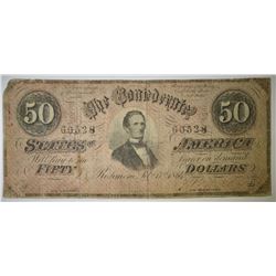1864 $50 CONFEDERATE NOTE