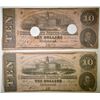 Image 1 : 2 1862 $10 CONFEDERATE NOTES, 1 HOLE CANCELLED