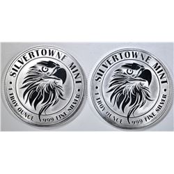 2-"MIGHTY EAGLE" ONE OUNCE .999 SILVE ROUNDS