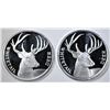 Image 1 : 2-WHITETAIL DEER ONE OUNCE .999 SILVER ROUNDS