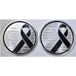 2-AWARENESS RIBBON 1oz .999 SILVER ROUNDS