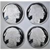 Image 1 : 4-BUFFALO/INDIAN ONE OUNCE SILVER ROUNDS
