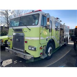 1997 FREIGHTLINER FIRE TRUCK, PUMPER, YELLOW, VIN # 1FV64PYB7VL668112