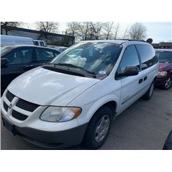 2001 DODGE CARAVAN SE, 4DR, WHITE, VIN # 1B4GP25RX1B175324