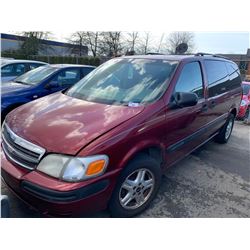 2002 CHEVROLET VENTURE LS VERSATRAK AWD, 4DR VAN, RED, VIN # 1GNDV03E42D191211
