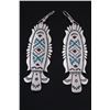 Image 1 : Navajo T. Singer Chip Inlay Sterling Earrings