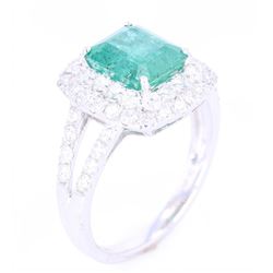 EXCELLENT Emerald & Diamond 18K Gold Ring