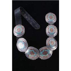 Navajo T. Singer Chip Inlay LARGE Concho Belt