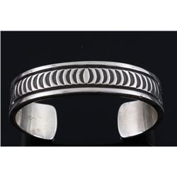 Navajo Signed Heavy Sterling Silver Bracelet