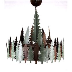 Rustic Sheridan Pine Tree Round Chandelier