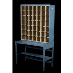 Mid 1900s Steel Rural Post Office Bin Cabinet