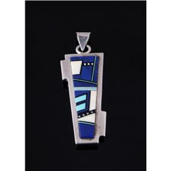 Sterling Silver Micro Inlay Multi Stone Pendant