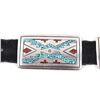 Image 10 : Navajo Thomas Singer Sterling & Chip Inlayed Belt