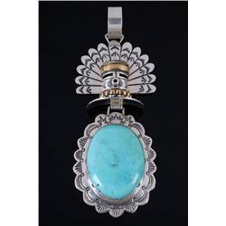 Navajo T. Singer Sterling & Gold Kachina Pendant