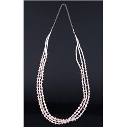 Pink Spiny Oyster & Sterling Multi Strand Necklace