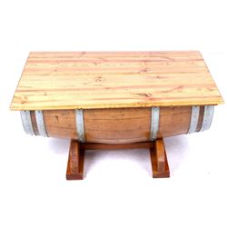 Reclaimed Whiskey Barrel Coffee Table