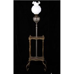 Victorian Floral Iron & Brass Piano Gas Lamp Table