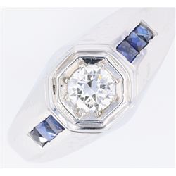 Pre-1920's Art Deco Diamond & Sapphire 18k Ring