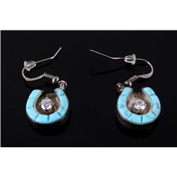 Navajo Silver Ray Sterling & Turquoise Earrings