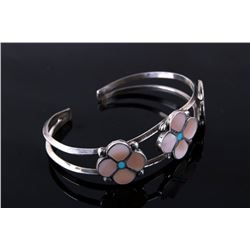 Navajo Silver Mother of Pearl & Turquoise Bracelet