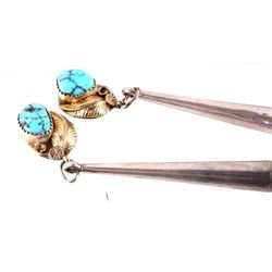 14K Gold With Sliver & Turquoise Bolo