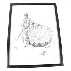 Four 13  x 17  C.M Russell Sketches