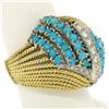 Image 6 : Hand Made 18k TT Gold 2.60 ctw Turquoise & Diamond Dome Cocktail Ring