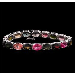 42.06 ctw Multi Color Tourmaline Bracelet - 14KT White Gold