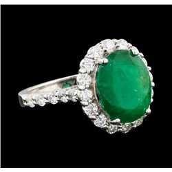 4.76 ctw Emerald and Diamond Ring - 14KT White Gold