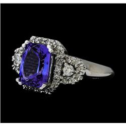 2.93 ctw Tanzanite and Diamond Ring - 14KT White Gold