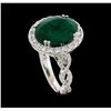 Image 4 : 5.68 ctw Emerald and Diamond Ring - 14KT White Gold