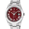 Image 1 : Rolex Mens SS 41MM Red Roman Diamond Datejust 2 Oyster Band Wristwatch With Box