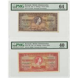 Bermuda Government. 1957. Pair of Issued Banknotes.